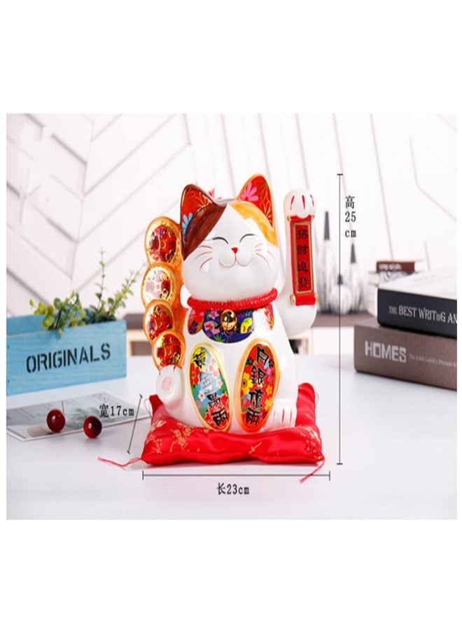 DongAi 10-inch Large Lucky Cat, Feng Shui Ceramic Lucky Cat, Ornately Decorated Porcelain, Lucky Fortune, The Best Gift for Opening#25cm - Image 2